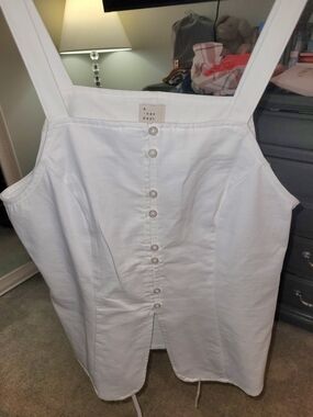 a new day White Button-Front Pinafore Top NWT Sz M